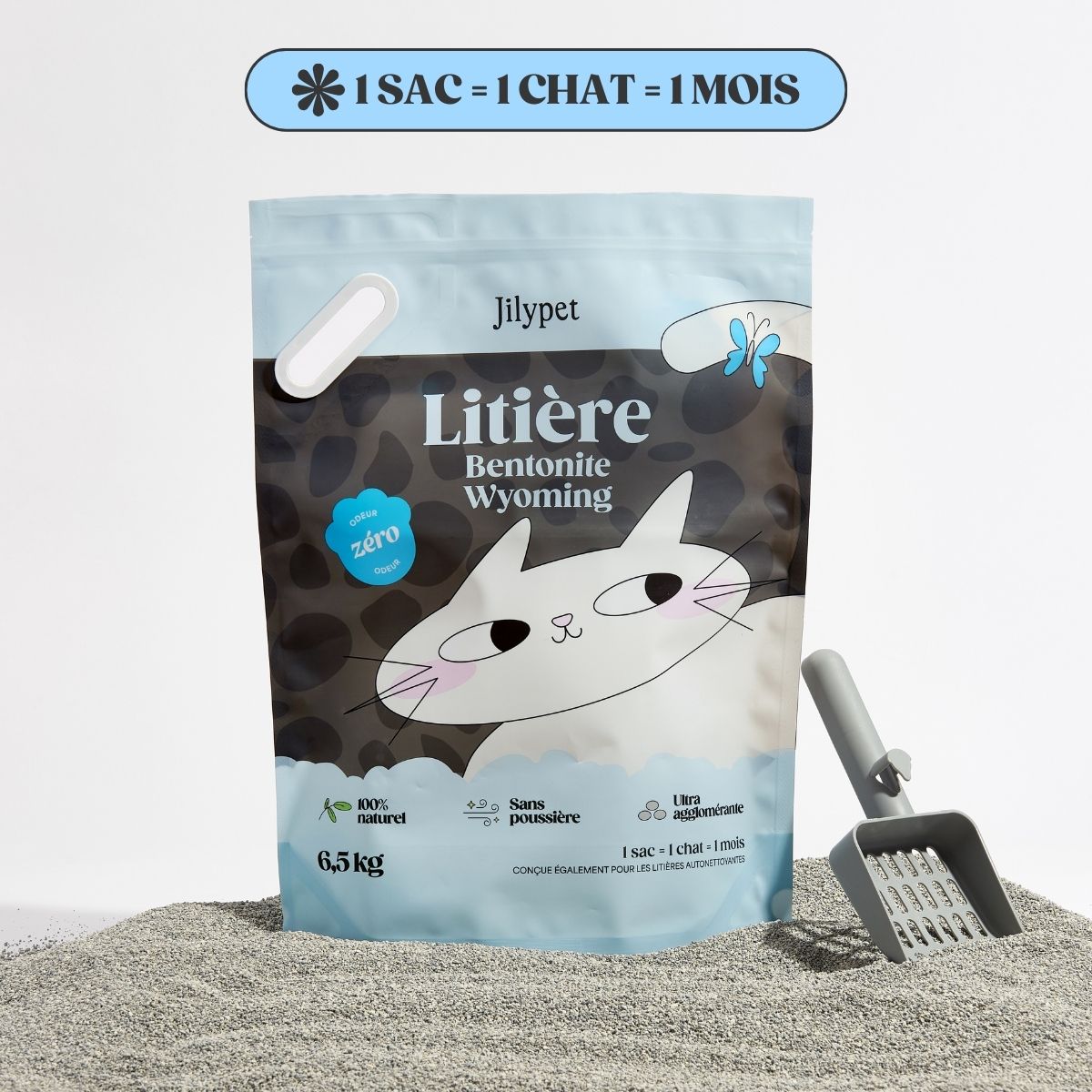 Litière minérale agglomérante 100 % naturelle